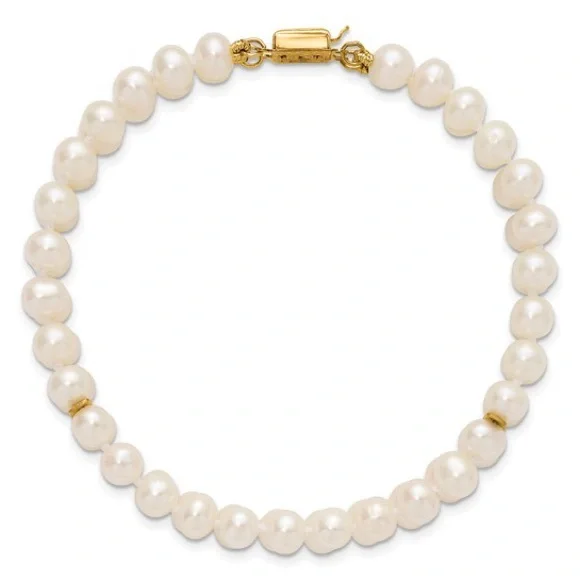 14K Gold-Filled 2-Strand White Freshwater Cultured Pearl Bracelet – 7.5